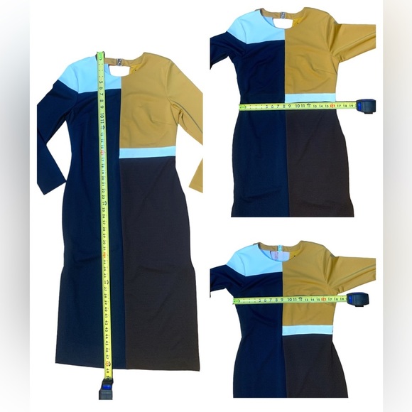 ANTHROPOLOGIE Hutch Color Block Midi Slit Dress Size L - Picture 14 of 15